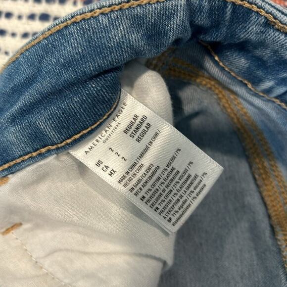 American Eagle Next Level hi rise jeggings crop stretch frayed jeans size 2 - Picture 7 of 8